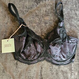 Panache Clara Full Cup Bra US 32H UK 32FF Charcoal/Black NWT